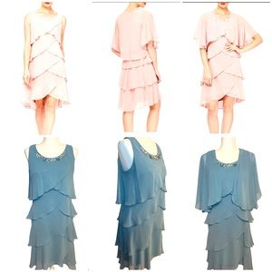 IGNITE EVENINGS -Tiered Chiffon Embellished Short Sleeve 2 Pc Jacket Dress Sz 10